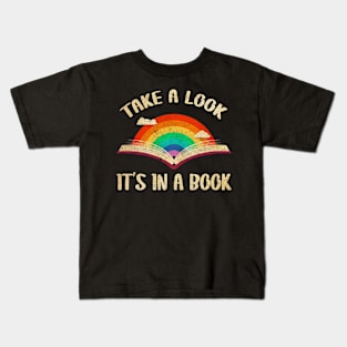 Take A Look It's In A Book Reading Vintage Rainbow Kids T-Shirt